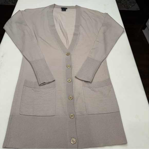 Club Monaco Women’s Light Weight Wool Sweater Pockets Taupe New Sz S/P - Picture 9 of 11